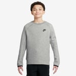 Nike Genser NSW Tech Fleece 24 - Grå/Sort Barn, størrelse S: 128-137 cm