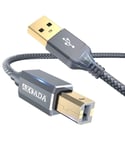 Câble D'Imprimante Usb 6 M-Câble Scanner Usb A Vers Usb B 2.0-Pour Imprimante Hp,Canon,Dell,Epson,Lexmark,Xerox,Brother Etc-Gris