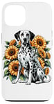 Coque pour iPhone 13 Sunflowers Dalmatian Dalmatians Dal Dally Dog