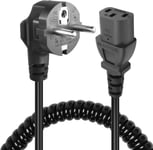 Câble d'alimentation CEE 7/7 vers C13,Cable Alimentation ecran pc,3 Pin AC Cordon électrique Secteur Câble Spiralé pour moniteurs, PC, imprimante, Scanner (Straight C13)