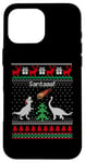 Coque pour iPhone 16 Pro Max Pull de Noël avec motif dinosaure moche