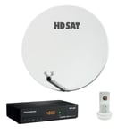 Pack HDSAT Parabole Satellite Fibre Composite Blanche 75cm + LNB Single + Décodeur Satellite HD TNTSAT ASTRA + Carte
