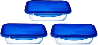 Pyrex® Cook & Go Set of 3 Rectangular Glass Storage Boxes with Airtight and Lids