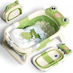 COOSEYA Newborn Bathtub, Foldable Baby Bath Tub for Infant to Toddler, Collapsible Bathtub with No-Slip Feet, Travel Outdoor Design (Green)