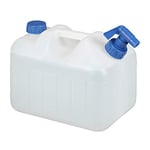 Relaxdays Jerrycan jerricane bidon d’Eau Robinet Bouchon réservoir 10 L sans BPA Camping Voiture Festival, Blanc/Transparent