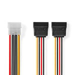 Nedis Intern Strömkabel | Molex Hane | 2x SATA 15-Pin Hona | Guldplaterad | 0.15 m | Rund | PVC | Mångfärgad | Låda