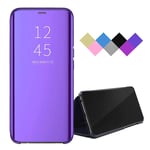 BRAND SET Case for OPPO A52/A92/A72 Plating Smart Mirror Case Shell Automatic Have Sleep/Wake Function Flip Case All-inclusive Mobile Phone Case Suitable for OPPO A52/A92/A72-Purple