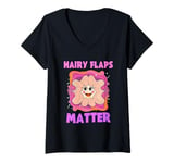 Womens Hairy Flaps Matter, Funny Embarrassing Christmas Gag Joke V-Neck T-Shirt