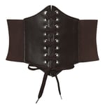 Halloween Damkläder Faux Läder Snörning Justerbar Midja Korsett 78 cm