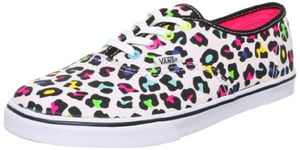 Vans K Authentic Lo Pro, Baskets mode garçon - Blanc (Neon Leopard), 34 EU (3 US)