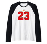 College 23 Number Style Vintage Germany Flag Raglan Baseball Tee