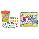 Play-Doh, Super Boite a Accessoires avec 8 Pots de Pate a Modeler & Coffret Le Cabinet vétérinaire avec Chien, Mallette avec Rangement, Multicolore, 10 Outils et 5 Pots de pâte à Modeler atoxique