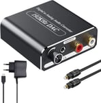 192Khz Dac Audio, Convertisseur Audio Aluminium Numérique Vers Analogique Avec Contrôle Volume, Digital Spdif Optique Toslink Coaxial Vers Stéréo L/R Jack 3,5 Mm Pour Box Tv Dvd Ps3 Ps4