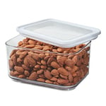 iDesign boîte frigo avec Couvercle, Petit Organisateur frigo en Plastique Recyclable, boîte hermétique pour ingrédients à pâtisserie et Autres Produits secs, Transparent/Blanc
