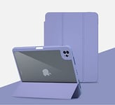 Étui Rotatif pour iPad 2019 10,2 Pouces, 2 en 1 Transparent Amovible et Coque de Protection Semi-Silicone avec Porte-Stylo, Support léger, Mise en Veille Automatique et réveil (Violet)