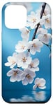 iPhone 13 Pro Max Japanese White Cherry Blossom Sakura Flower Blue Background Case