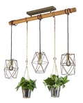 Trio, Suspension, Plant 3xE27, max.40,0 W Verre, Transparent claire, Corps: Métal, nickel antique L:115,0cm, L:22,0cm, H:150,0cm IP20,Sans illuminant,Réglable en hauteur