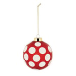 Alessi Delight NZ04 3, Christmas Tree Bauble, in Blown Glass, Diameter 9 cm, Red, White, Gold