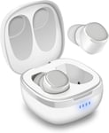 Écouteurs Bluetooth Sans Fil True Wireless Intra Auriculaire Blanc - EP800 - Discret avec Micro - Oreillette Bluetooth Étanche Waterproof qualité IPX6 Idéals Sport - 25h de Batterie