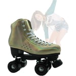 Quad Roller Skates for Adults And Kids Roller Skates - Classic Quad Roller Skates - Comfortable Quad Skates for All Ages,yellow reflective,40