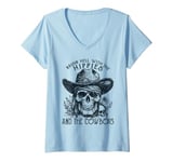 Womens Raisin' Hell With The Hippies And The Cowboys Country V-Neck T-Shirt