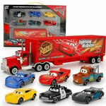 7 st bilar Cars 2 Lightning Mcqueen Racer Car&Mack Truck Set Presenter-WELLNGS