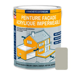 Peinture façade PROCOM crépi, façade à relief, imperméabilisation et protection des façades - Durable jusqu'à 10 ans 2.5 litres Gris béton (RAL 7044)