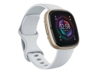 Fitbit Sense 2 - Mjukt guldaluminium - smart klocka med band - blue mist - bandstorlek: S - NFC, Bluetooth