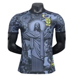 Säsong 2425 Brasilien Kortärmad Fotbollströja Snabbtorkande Sportkläder Jesus of Brazil, Blå S Jesus of Brazil, Blue S