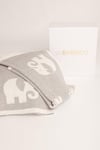 Gift Boxed Grey & White Reversible Elephant Print Cotton Baby Blanket