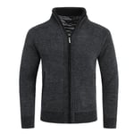 Allthemen Gilet Cardigan Homme Col Montant Veste Laine Knitted Sweater Grosse Maille 5 Couleurs Gris Foncé XL