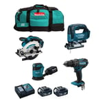 Kit MAKITA - DHP482 - DSS610 - DJV182 - DBO180 - 2 x 5,0 Ah - DC18RC - LXT600