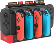 Chargeur Compatible Avec Joy Con Pour Switch & Oled Model Avec Fente Pour Carte De Jeu, 4 En 1 Support De Station De Charge Pour Manettes Avec Led Indicateur