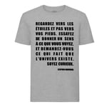 T-Shirt Homme Col Rond Citations Célèbres Stephen Hawking Regardez Les Étoiles Pas Vos Pieds Soyez Curieux