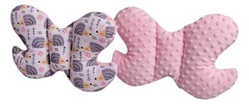 Medi Partner Oreiller pour bébé Papillon 100% coton en peluche Minky pour enfant soutien du cou pour voiture poussette voyage sommeil oreiller cervical rouleau de répétition