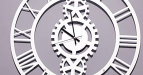 Homemania Horloge de Wall - Rangement, Livres - Mur, Salon, Chambre - Ensemble 2 Blanc en Métal, 50 X 0,15 X 50cm