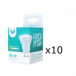 LED-lampe, GU10, 10W, 230V, 6000K, Keramikk, 10-pakning, Kjølig hvit