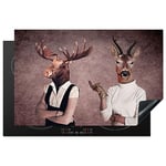 KitchenYeah© Protège Plaque Induction 80x52 cm Deco Cuisine Protection Pour Plan De Travail Cuisson Protégé cerf - bois de cerf - portrait - brun - surréalisme - animal - 80x52 cm