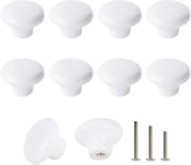 Lot de 10 Bouton En Céramique Blanc,Céramique Poignée Porte,Rétro Rond En Céramique Armoire Tiroir Cuisine Poignée De Traction 32mm Avec 3 tailles de vis