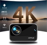 (Android)Videoprojecteur 4K Wifi Bluetooth Avec 20000 Lumens,Projecteur Video Boxsy Auto Focus/Keystone,Retroprojecteur Portable Home Cinema 200"" Pour Usbx2 Hdmi Av Audio,Blanc