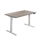 Office Hippo Sit Stand Desk with Electric Twin Motor and Built-in Memory, Engineered Wood, Grey Oak with White Frame, 140 x 80 x 65 to 131 cm