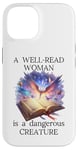 Coque pour iPhone 14 A Well Read Woman is a Dangerous Creature Womens Floral Book