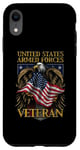 Coque pour iPhone XR Motif patriotique militaire vétéran des forces armées américaines