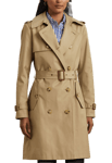 Lauren Ralph Lauren Double-Breasted Cotton-Blend Trench Coat Beige