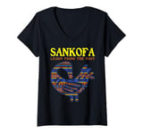 Womens Learn From The Past Sankofa Bird African Symbol Adinkra V-Neck T-Shirt