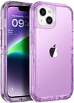 ORIbox for iPhone 14 Case for iPhone 13 Case Purple, [10 FT Military Grade Drop Protection], Transparent Heavy Duty Shockproof Anti-Fall Case for iPhone 14/13 Phone Case,6.1",3 in 1, Crystal Purple