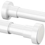 Tringle à rideau de douche extensible en acier inoxydable sans perçage pour armoire, armoire, fenêtres, rideaux (50 à 80 cm, φ25 mm, blanc)