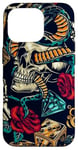 Coque pour iPhone 16 Pro Machine à tatouer motif roses cœurs serpent