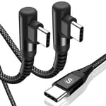 Câble USB C vers USB C Coudé [3M,Lot de 2] PD 60W Charge Rapide Câble Type C 90 Degrés Compatible avec i phone15 série,MacBook Pro/Air iPad Pro¿Samsung Galaxy S24 S23 S22 S21,Huawei,Pixel