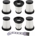 Lot de 6 filtres hepa de rechange pour aspirateur sans fil Moosoo K12 K12 pro K13 / Genius Invictus One 1.0 X7 / 2.0